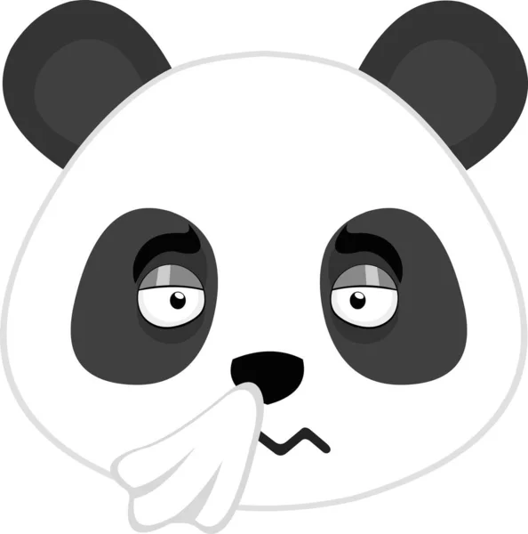 Emoticono Vectorial Ilustración Cara Oso Dibujos Animados Panda Con Tejido — Archivo Imágenes Vectoriales