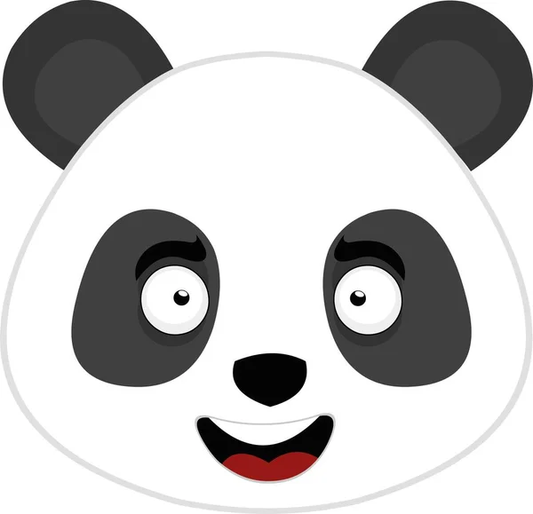 Vector Emoticon Illustration Face Cartoon Panda Bear Happy Expression — Stock Vector