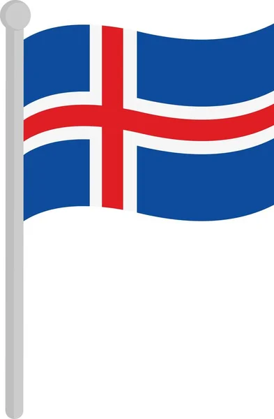 Illustration Vectorielle Drapeau Islande Sur Mât Drapeau — Image vectorielle