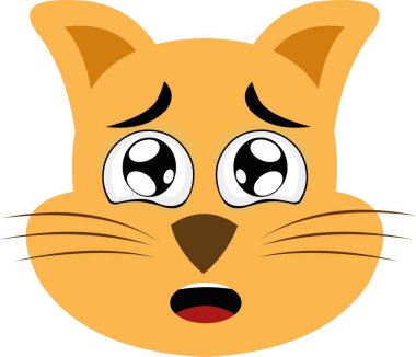 Çizgi film kedisinin korkmuş yüz ifadesinin vektör gösterimi