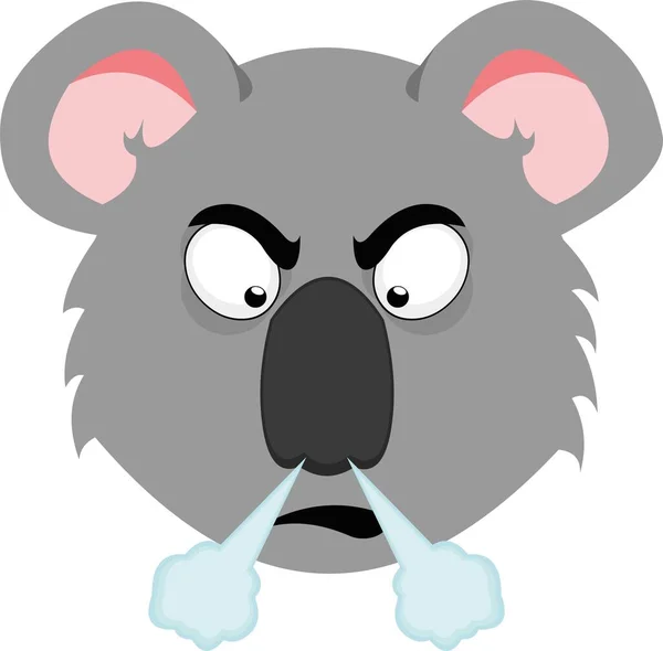 Vektor Emoticon Illustration Des Gesichts Eines Zeichentrickkoalas Mit Wütendem Gesichtsausdruck — Stockvektor