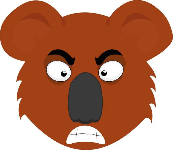Vektorový Emotikon Ilustrace Kresleného Koala Tvář Rozzlobeným Výrazem — Stockový vektor