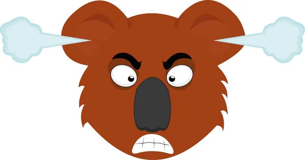 Vector Emoticon Illustration Face Cartoon Koala Angry Expression Fuming Ears — Stock Vector