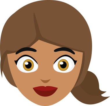 Vector emoticon illustration of a brunette woman's face