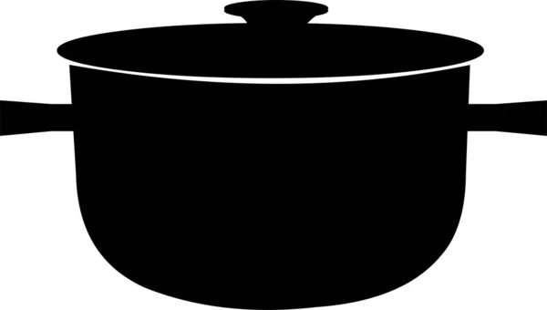 Vector Illustration Black Silhouette Cooking Pot — Stock Vector