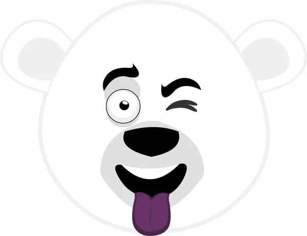 Wektor Emotikon Ilustracja Twarzy Niedźwiedzia Polarnego Językiem Zewnątrz Mruga — Wektor stockowy