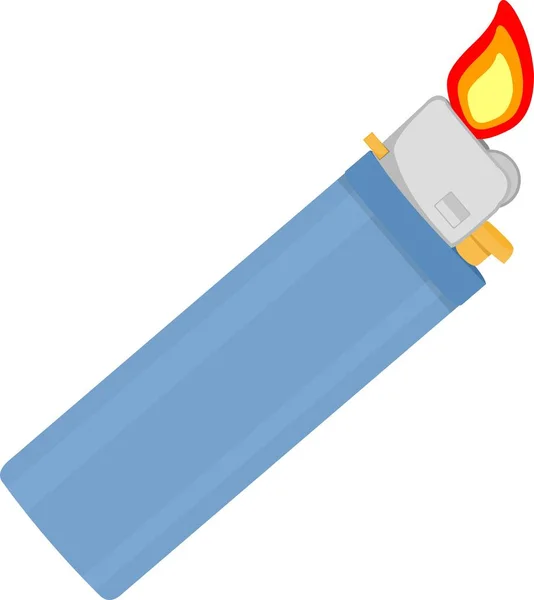 Vektor Emotikon Illusztráció Egy Megvilágított Öngyújtó Egy Kis Láng Tűz — Stock Vector