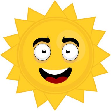 Mutlu bir ifadeyle bir çizgi film güneşinin vektör simgesi