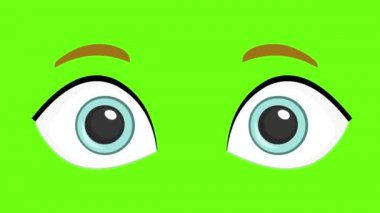 Göz kırpan mavi gözlerin yeşil renkli arkaplanı ile döngü animasyonu