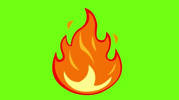Циклическая Анимация Пламени Огня Зеленом Фоне Хромы — стоковое видео
