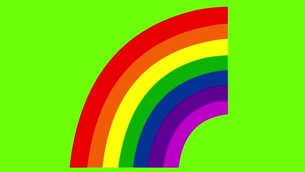 Loop Animatie Van Een Halve Regenboog Verschijnen Een Groene Chroma — Stockvideo