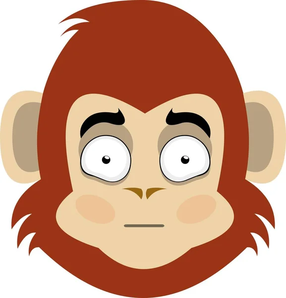 Vector Emoticon Illustration Cartoon Monkey Face Embarrassed Blushing Expression — Wektor stockowy