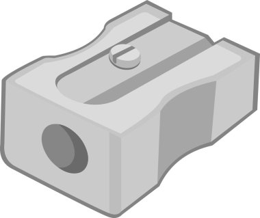 Vector emoticon illustration of a classic gray metal pencil sharpener