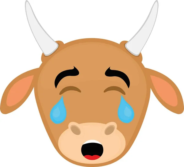 Emoticon Vetorial Ilustração Rosto Uma Vaca Desenho Animado Com Uma — Vetor de Stock