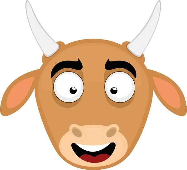 Vector Emoticon Illustration Cartoon Cow Face Happy Expression — Stock Vector