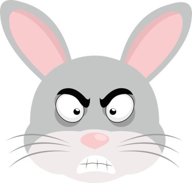 Vector emoticon illustration of a cartoon rabbit's face with an angry expression