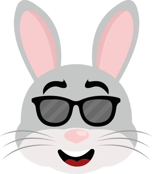 Illustration Vectorielle Émoticône Visage Lapin Dessin Animé Avec Des Lunettes — Image vectorielle