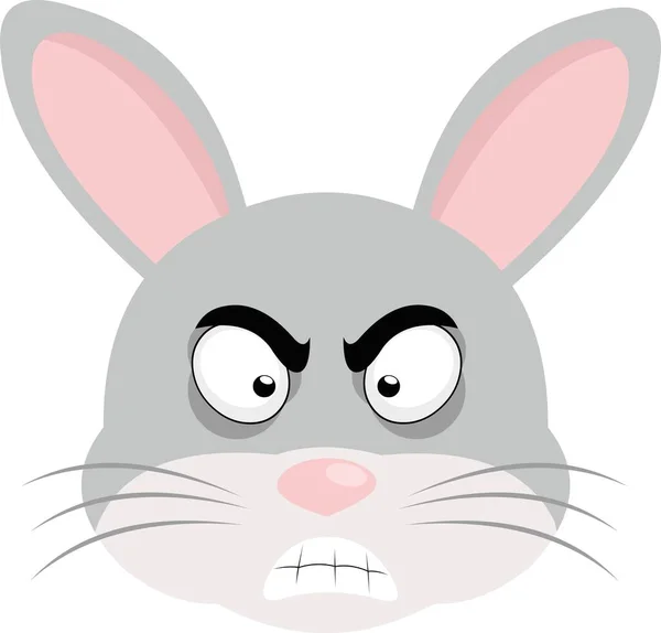 怒りの表情で漫画のウサギの顔のベクトル絵 — ストックベクタ