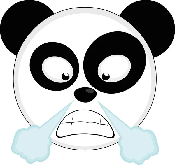Emoticones Vectoriales Ilustración Cara Panda Con Una Expresión Enojo Humo — Archivo Imágenes Vectoriales