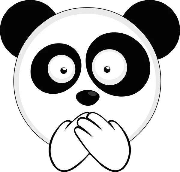 Emoticono Vectorial Ilustración Cara Panda Dibujos Animados Cubriéndose Boca Con — Archivo Imágenes Vectoriales