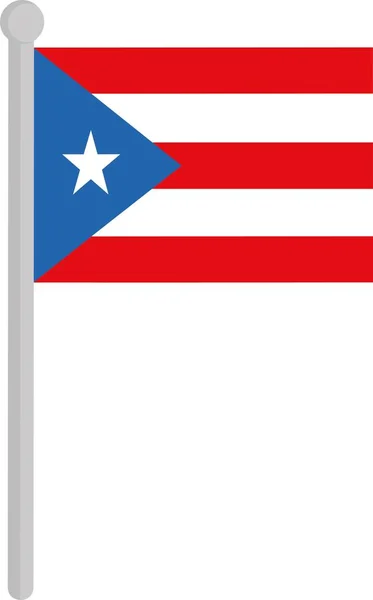 Vector Illustratie Van Vlag Van Puerto Rico Een Paal — Stockvector