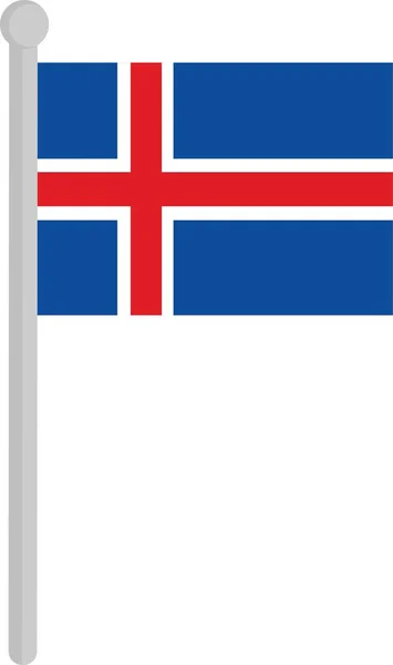 Vektorová Ilustrace Islandské Vlajky Tyči — Stockový vektor