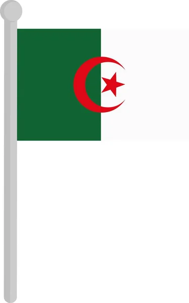 Векторная Иллюстрация Флага Алжира Флагштоке — стоковый вектор