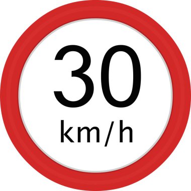 Vector illustration of traffic sign, maximum speed 30 km for hour clipart