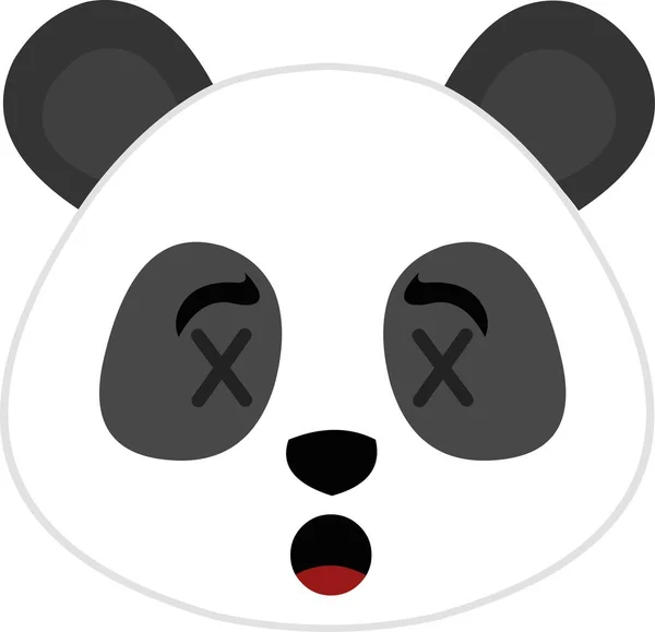 Emoticones Vectoriales Ilustración Cabeza Oso Panda Con Ojos Forma Cruces — Archivo Imágenes Vectoriales