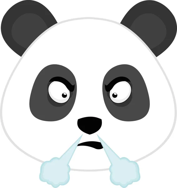 Emoticones Vectoriales Ilustración Cara Panda Con Una Expresión Enojo Humo — Archivo Imágenes Vectoriales