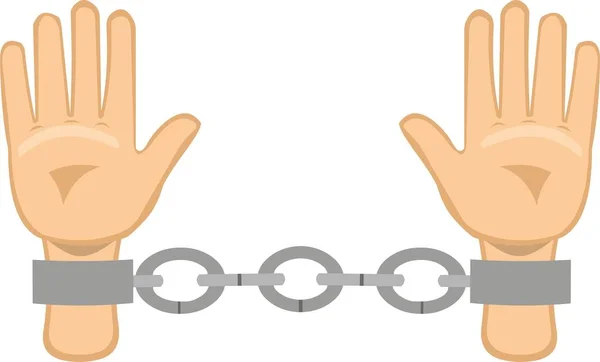 Vector Illustration Chained Hands Slavery Concept — Stock Vector