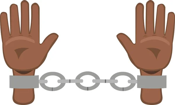 Vector Illustration Chained Brown Hands — Stock Vector