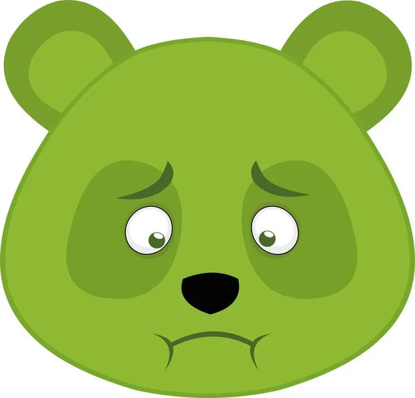 Emoticono Vectorial Ilustración Cara Panda Verde Dibujos Animados Con Enfermedad — Vector de stock