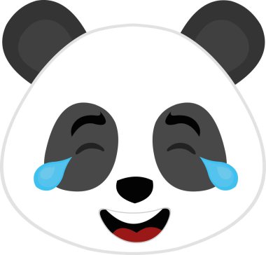 Çizgi film karakteri bir pandanın mutluluk gözyaşlarıyla resmedilmiş yüz ifadesi.