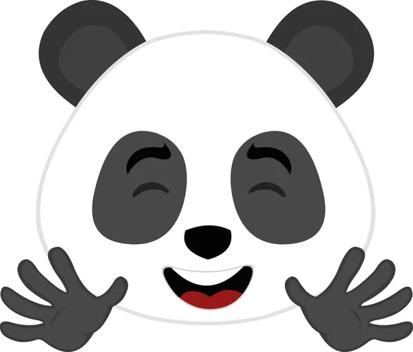 Emoticono Vectorial Ilustración Cara Oso Panda Dibujos Animados Agitando Con — Archivo Imágenes Vectoriales