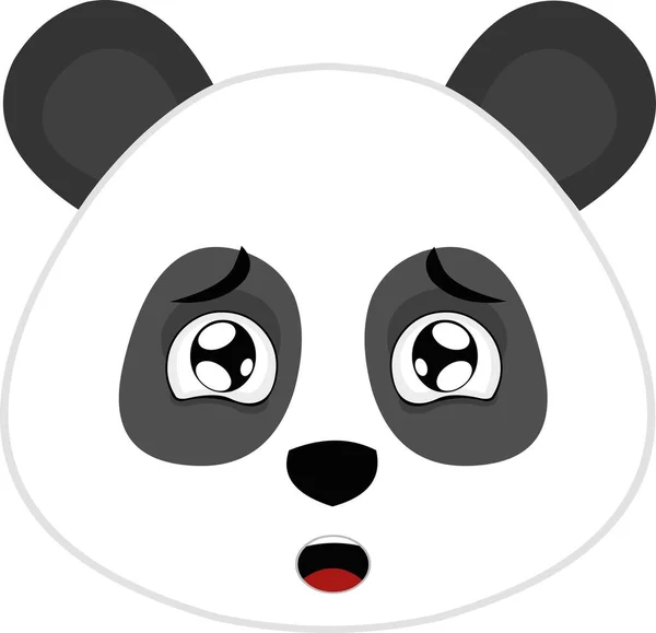 Vector Emoticon Illustration Face Cartoon Polar Bear Tearful Eyes — Stock Vector