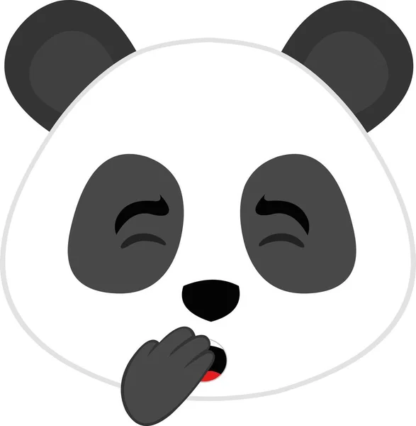 Emoticono Vectorial Ilustración Cara Oso Panda Dibujos Animados Bostezando — Archivo Imágenes Vectoriales