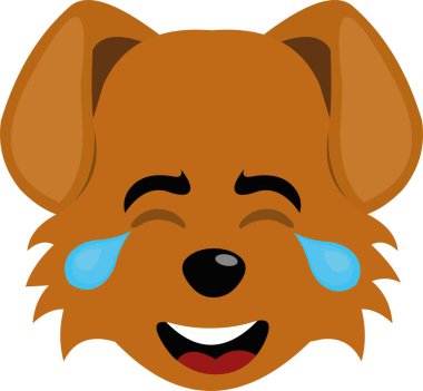 Çizgi film köpeğinin mutluluk gözyaşlarıyla resmedilmiş yüz ifadesi.