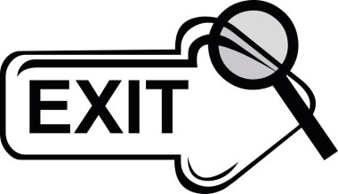 video animation drawing black and white arrow text and magnifying glass in searching for exit concept icon