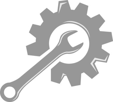 Yapılandırma konsepti simgesinde vektör çizim anahtarı ve dişli kurulumu