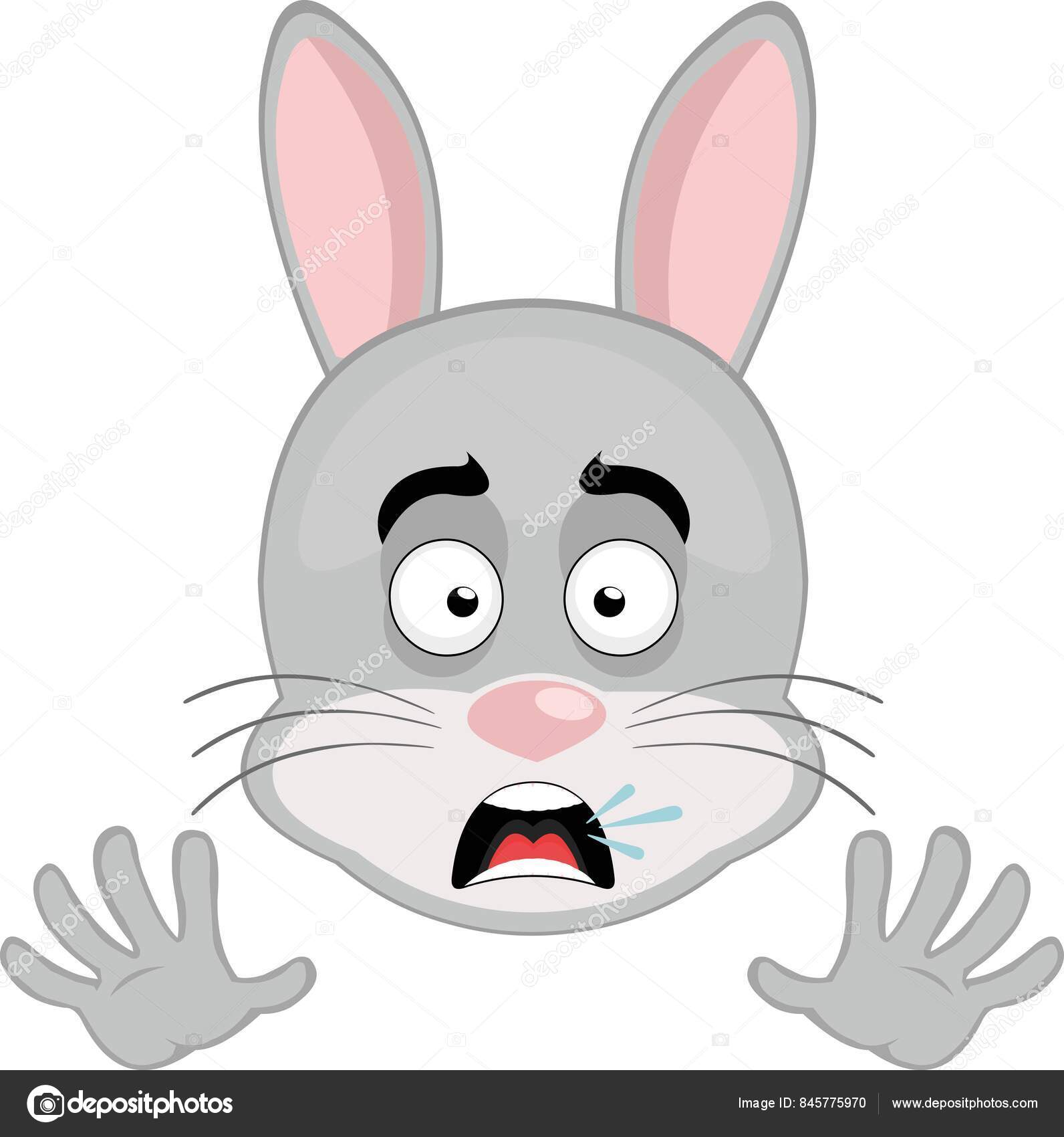 Immagini vettoriali stock di Un coniglio dei cartoni animati con  un'espressione spaventata | DepositPhotos, image size:1592x1700
