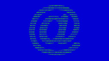 Arroba sembol e-postasındaki video animasyonu mavi renkli anahtar arka planda ikili kod sistem numaralarıyla dizayn edildi