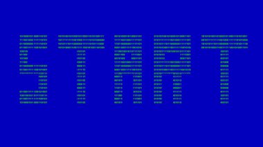 mavi renkli anahtar arkaplan ekranında ikili kod numaraları sistemi ile dizayn edilmiş video animasyon metni başlangıcı