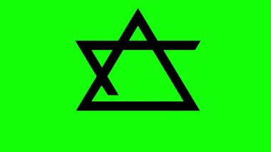 Video animasyonu, yeşil renkli anahtar arka planda David sembolü Yahudilik dininin siyah yıldızını çiziyor.