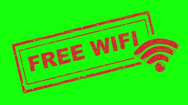 video animasyonu kırmızı kauçuk mühür ücretsiz kablosuz metin ve sembol kavramı, yeşil krom anahtar arka plan