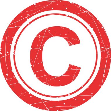 Vektör çizimi kırmızı kauçuk mühür telif hakkı aşınmış doku kavramı
