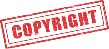 Vektör illüstrasyonu kırmızı kauçuk damga telif hakkı aşınmış metin dokusu kavramı