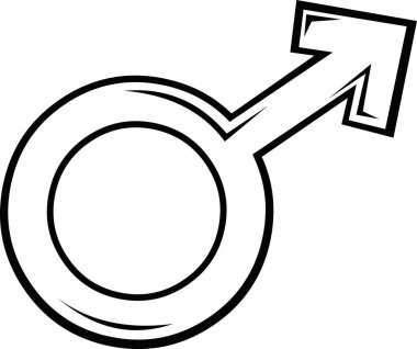 vektör illüstrasyonu siyah beyaz erkek cinsiyet sembolü çiziyor