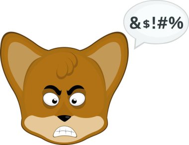 vektör illüstrasyon simgesi karakter yüz fok hayvan, bir konuşma balonu ve hakaret metin ile