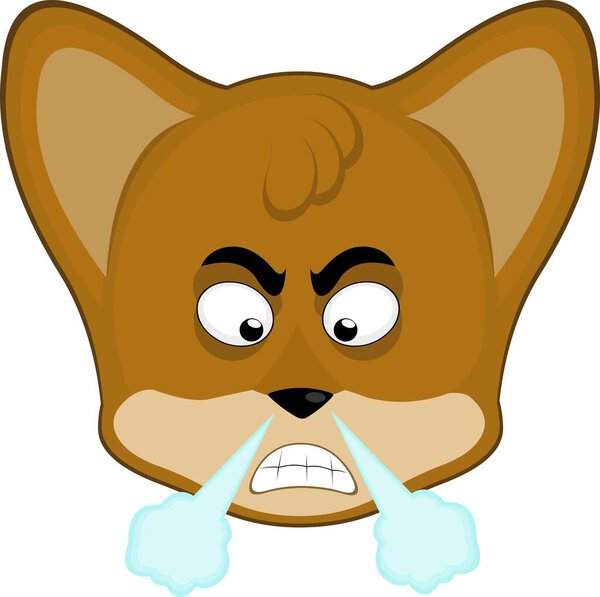 vector illustration emoticon character face fox animal, with an expression of anger or furious and fuming nose